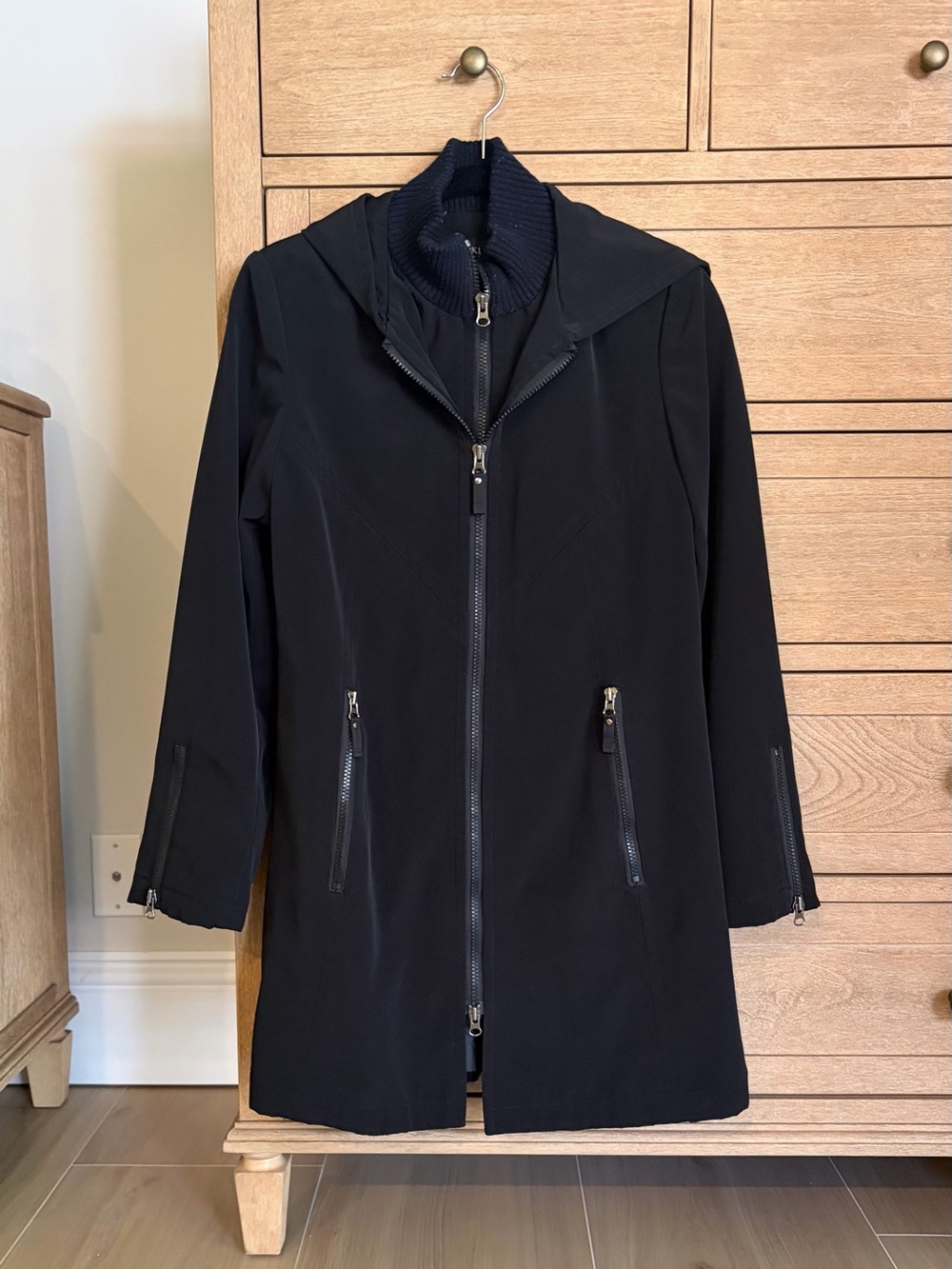 Anne Klein Black Coat/Raincoat with Hood